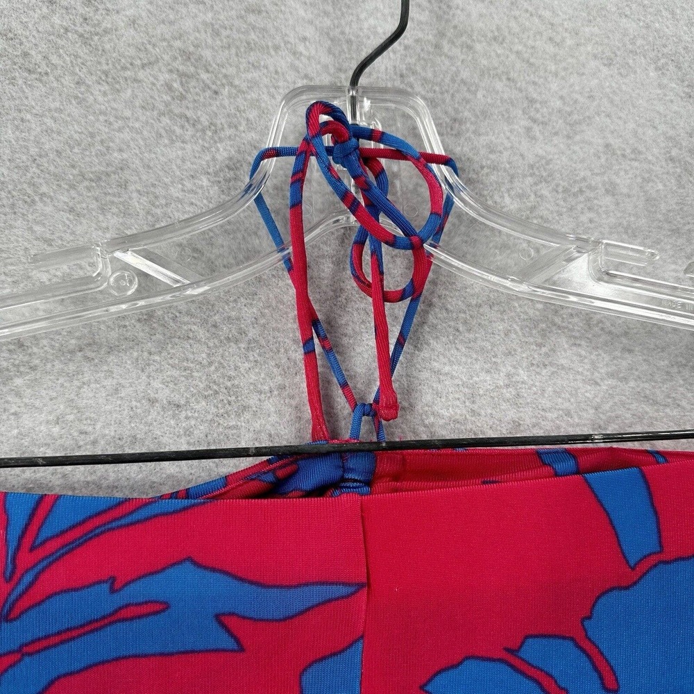 Free People Halter‎ Dress Womens SMALL Pink Blue Hawaiian Tropical Beach Midi - Picture 8 of 14